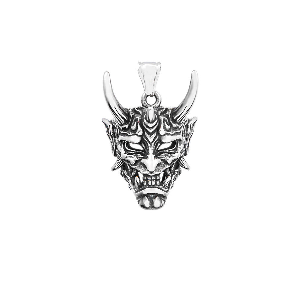 Titanium Steel Prajna Ghost Mask Pendant Retro Necklace for Men