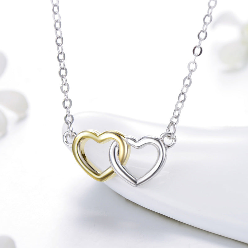 Everyday Genie Sterling Silver Double Heart Necklace