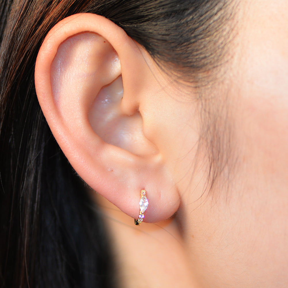 S925 Sterling Silver Luxury Zircon Ear Buckle Earrings