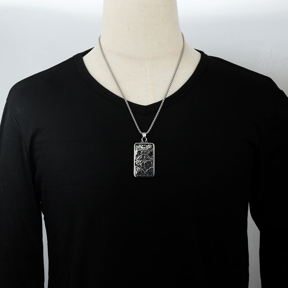 European And American Stainless Steel Compass Pendant