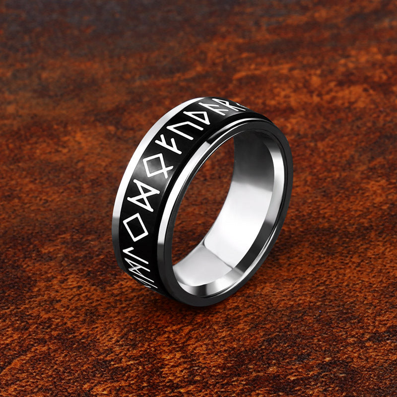 Nordic Vintage Stainless Steel Rotating Ring for Men and Women - Japanese and Korean Fashion Inspired