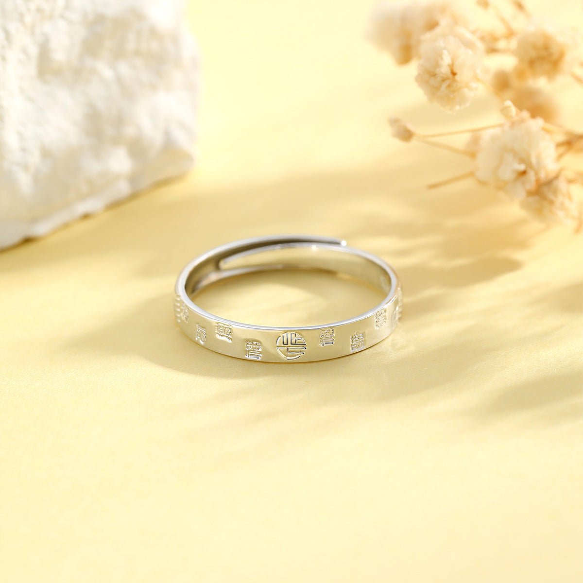 Planderful S925 Sterling Silver Ring Adjustable Opening Fortune Blessing For Women Chic Luxury Everyday Genie