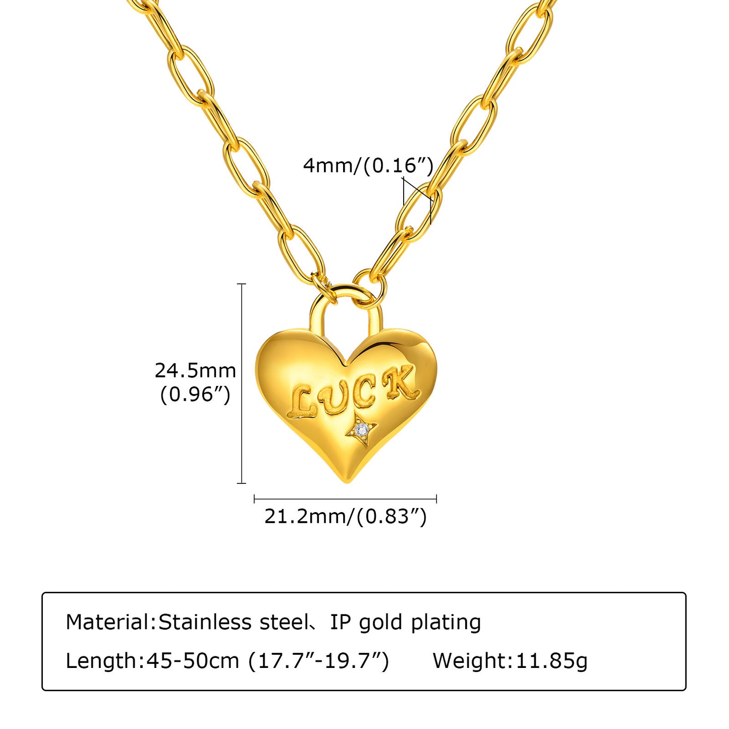 Jewelry Peach Heart Stainless Steel Love Necklace Gold Female