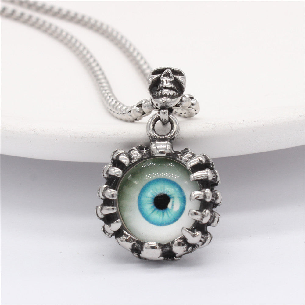 Colored Devil's Eye Titanium Steel Pendant Necklace