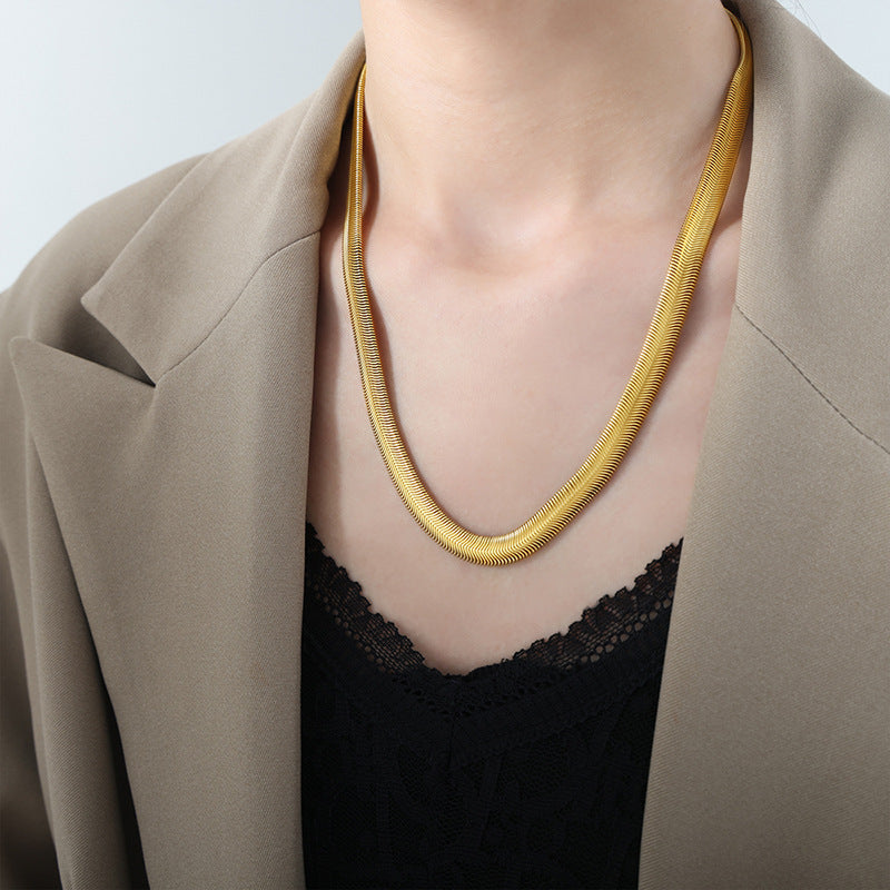 Luxurious European Style Titanium Steel Snake Bone Chain Necklace