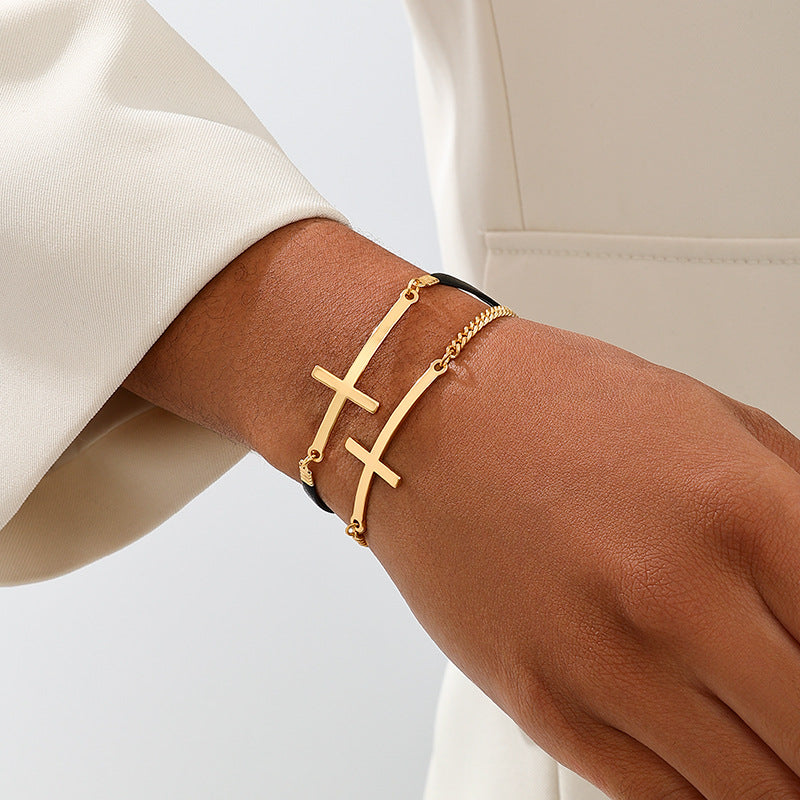 Planderful Vienna Verve Bracelet Set – Fashionable Double-Layered Metal Design