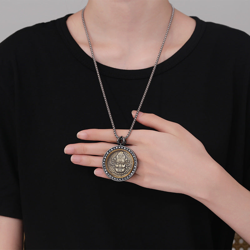 Steel Necklace – Statement Buddha Pendant