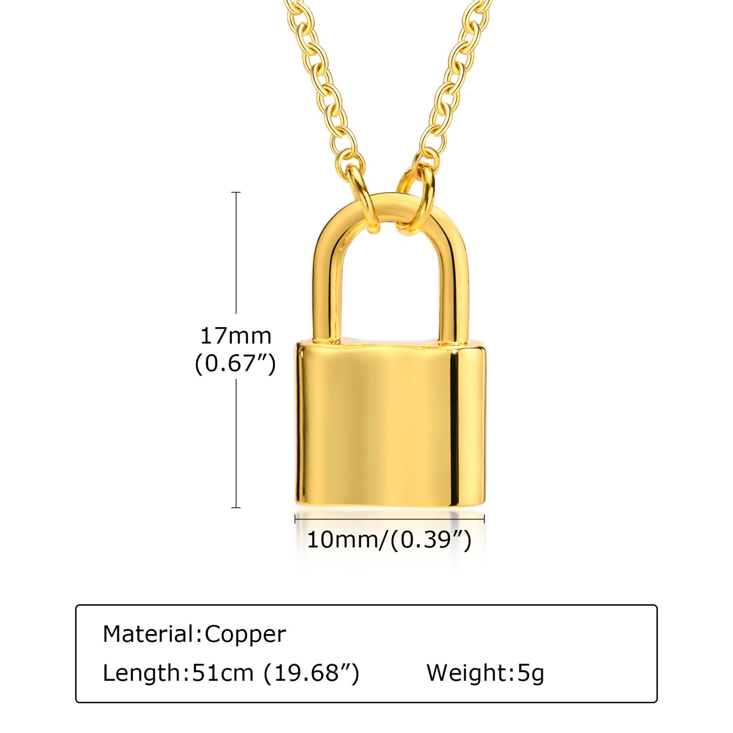 European And American Jewelry Copper Gold Lock Necklace Set