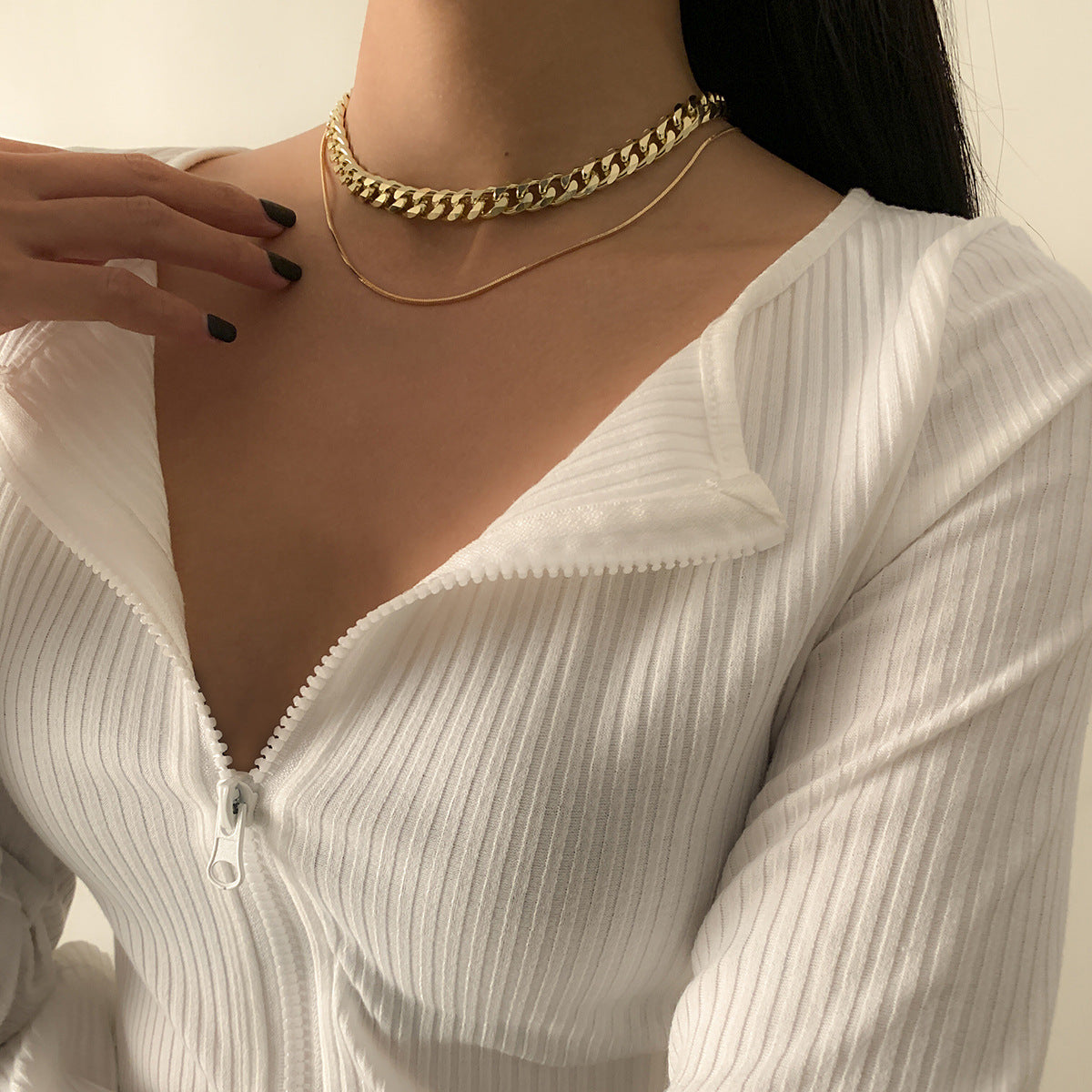 Planderful Vienna Verve Layered Personalized Cross Necklace For Women With Hollow Cross And Mix Match Fine Snake Chain