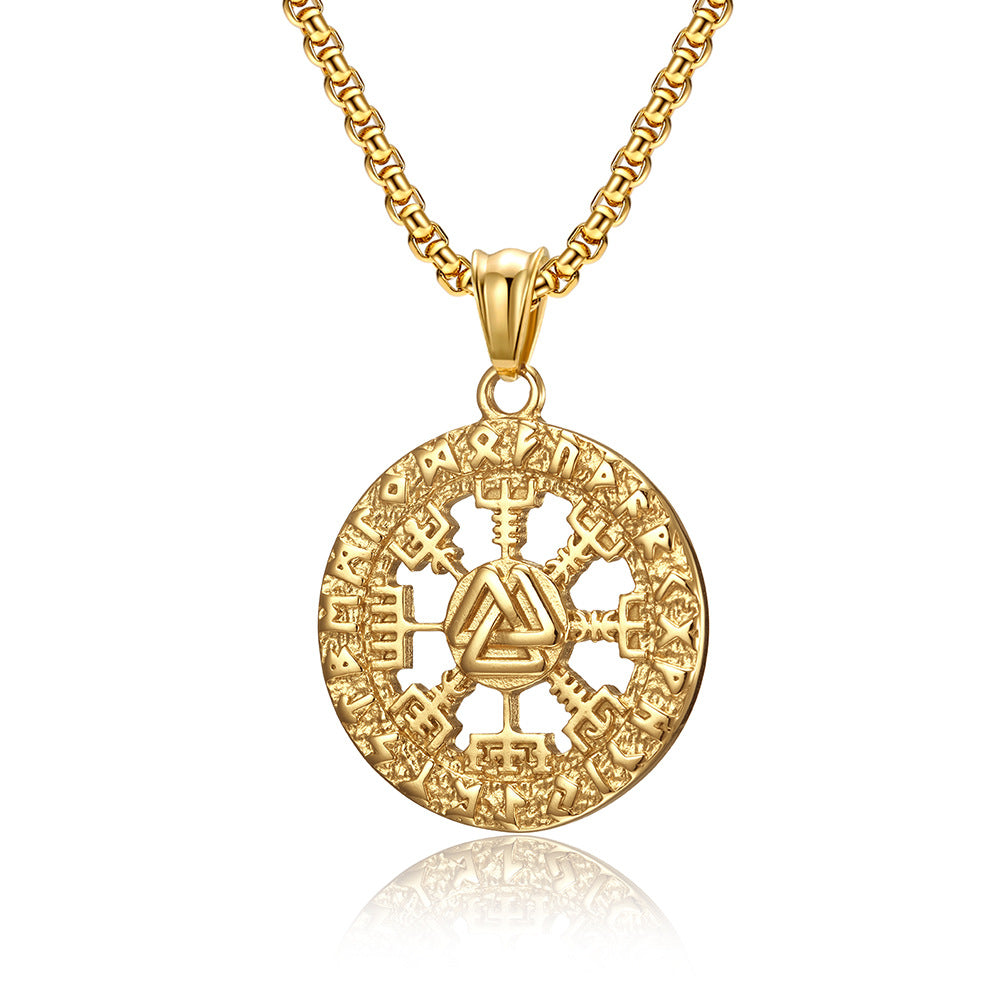 Nordic Viking Luhn Rune Titanium Steel Pendant Necklace