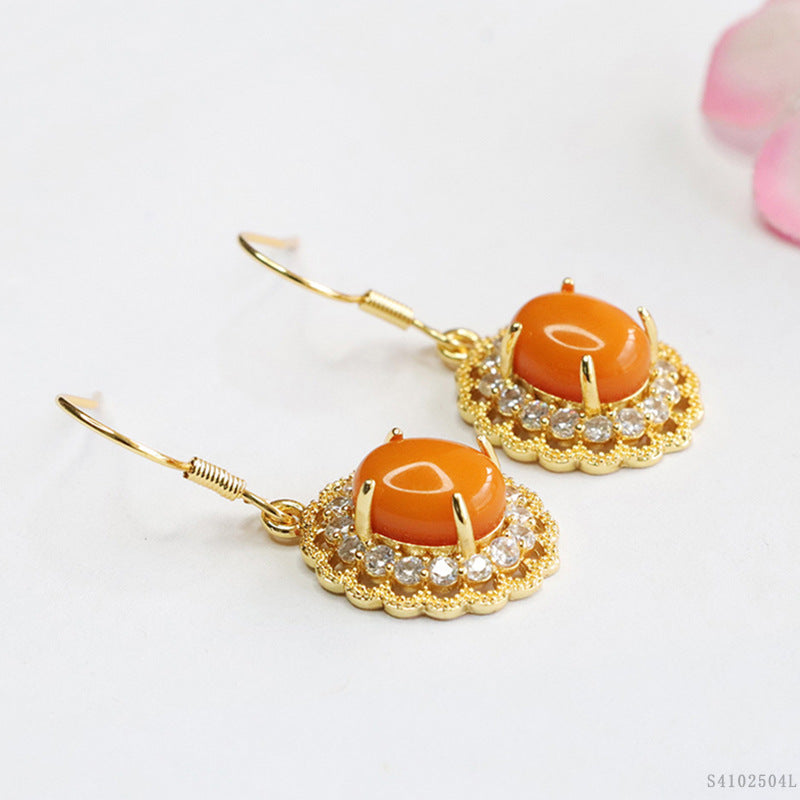 Beeswax Amber Lace Halo Drop Earrings