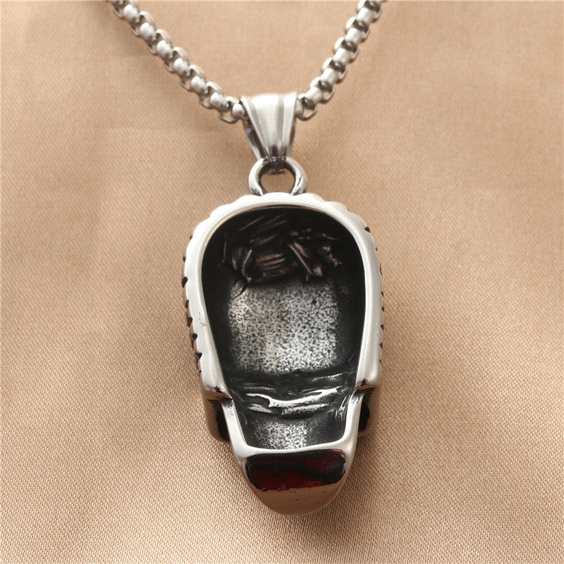 Punk-Inspired Titanium Steel Skull Pendant Necklace for Men - Retro Trendy Design