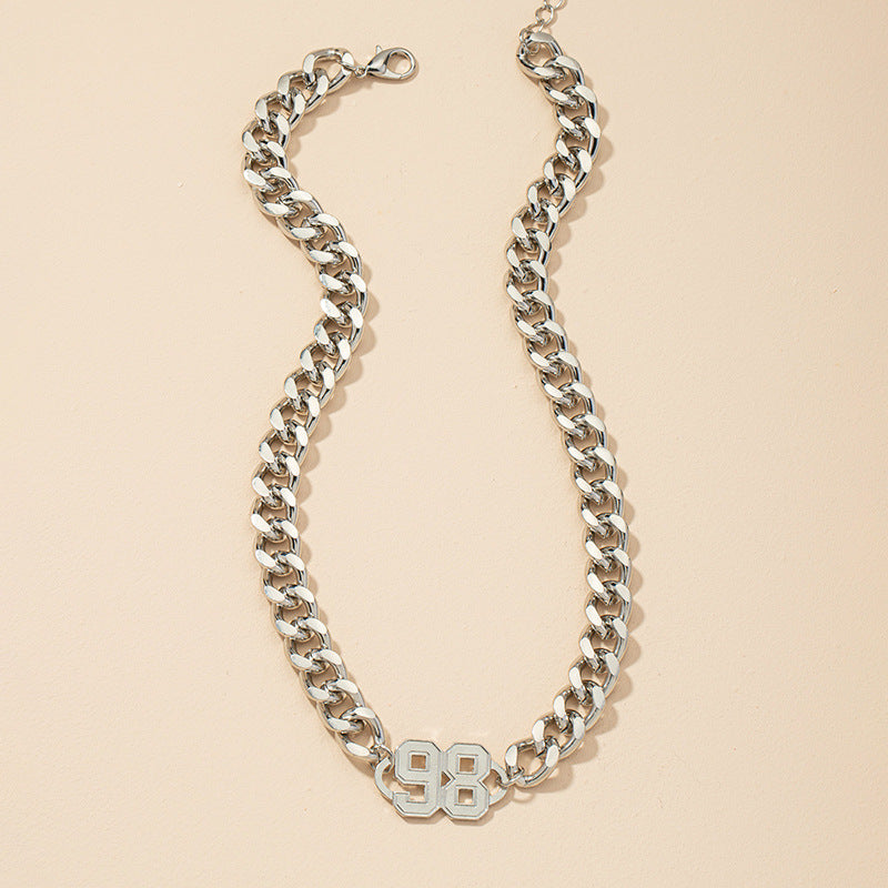 Cross-Border Fashion Metal Necklace with Thick Chain Ornament