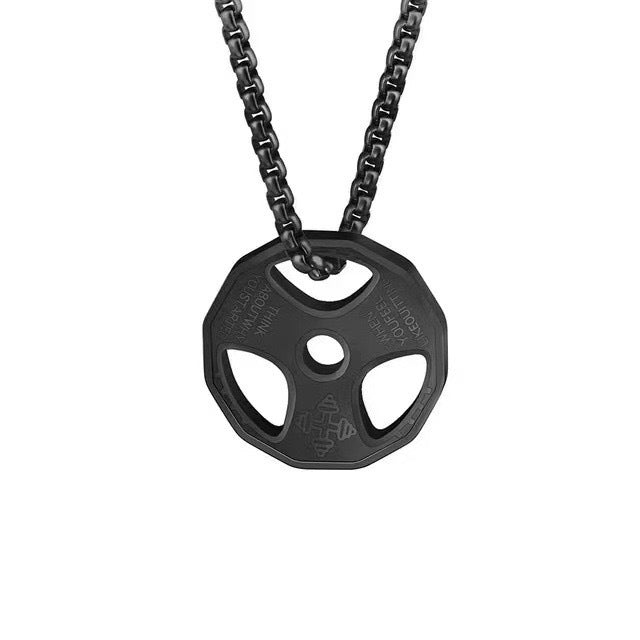 Planderful Dumbbell Pendant Necklace For Men Durable Titanium Steel Fitness Jewelry Gift