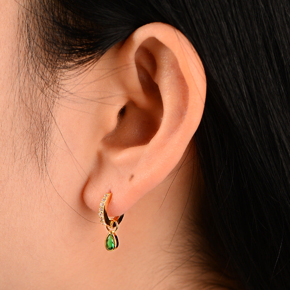 Planderful S925 Sterling Silver Geometric Luxurious Water Drop Zircon Earrings for Women