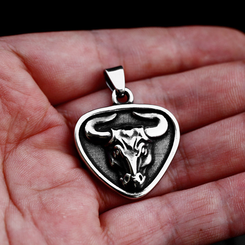 Stainless Steel Bull Head Pendant – Titanium Steel Men's Pendant Necklace
