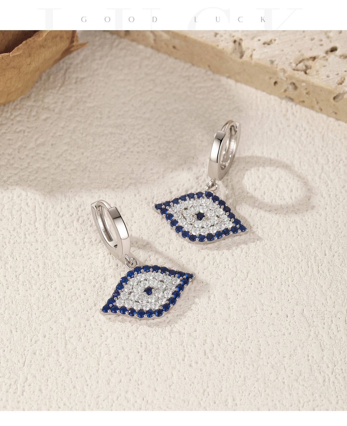 925 Sterling Silver Blue Eye Earrings