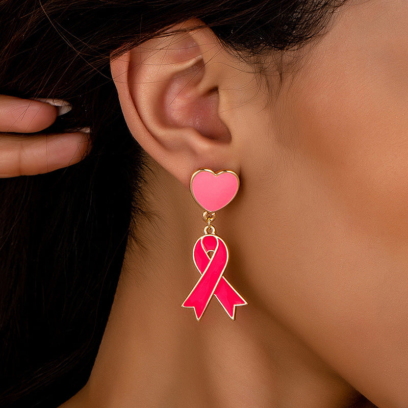 Planderful Vienna Verve Earrings – Elegant Metal Design with Pink Drip Detail