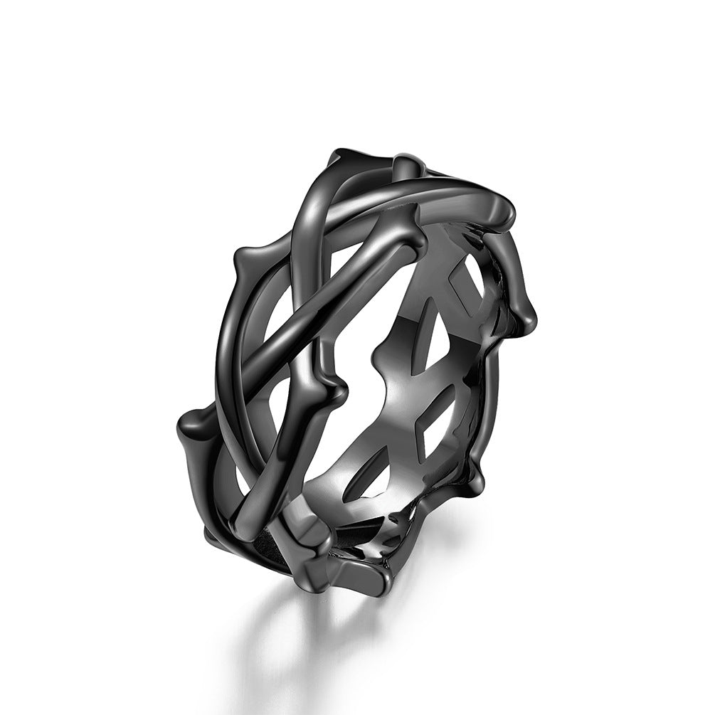European And American Style Thorn Vine Weaving Stainless Steel Ring For Engagement