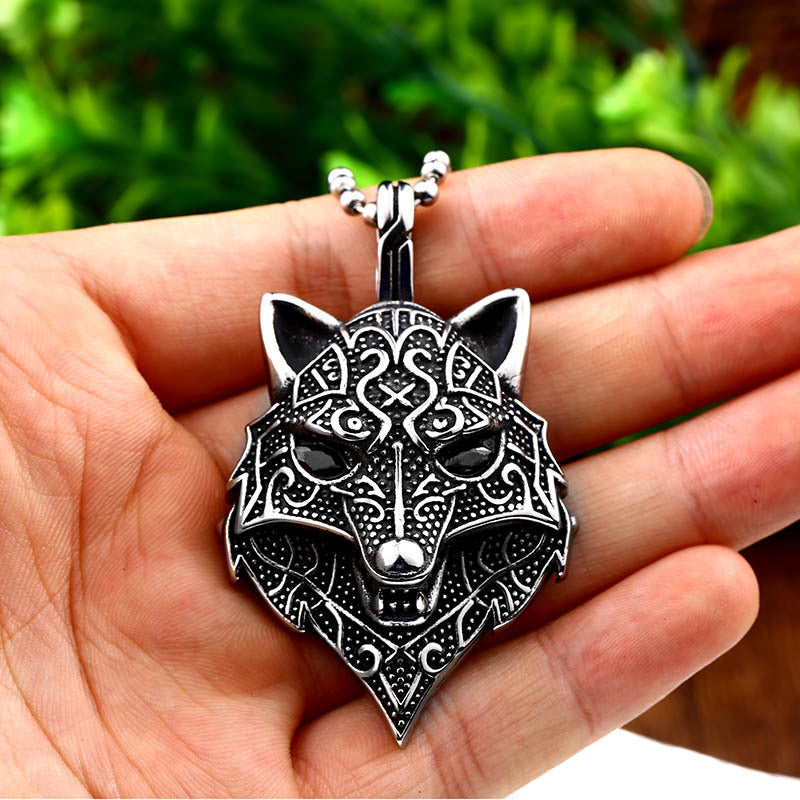 Personalized Viking Wolf Pendant in Titanium Steel for Men - European and American Punk Style Jewelry Wholesale