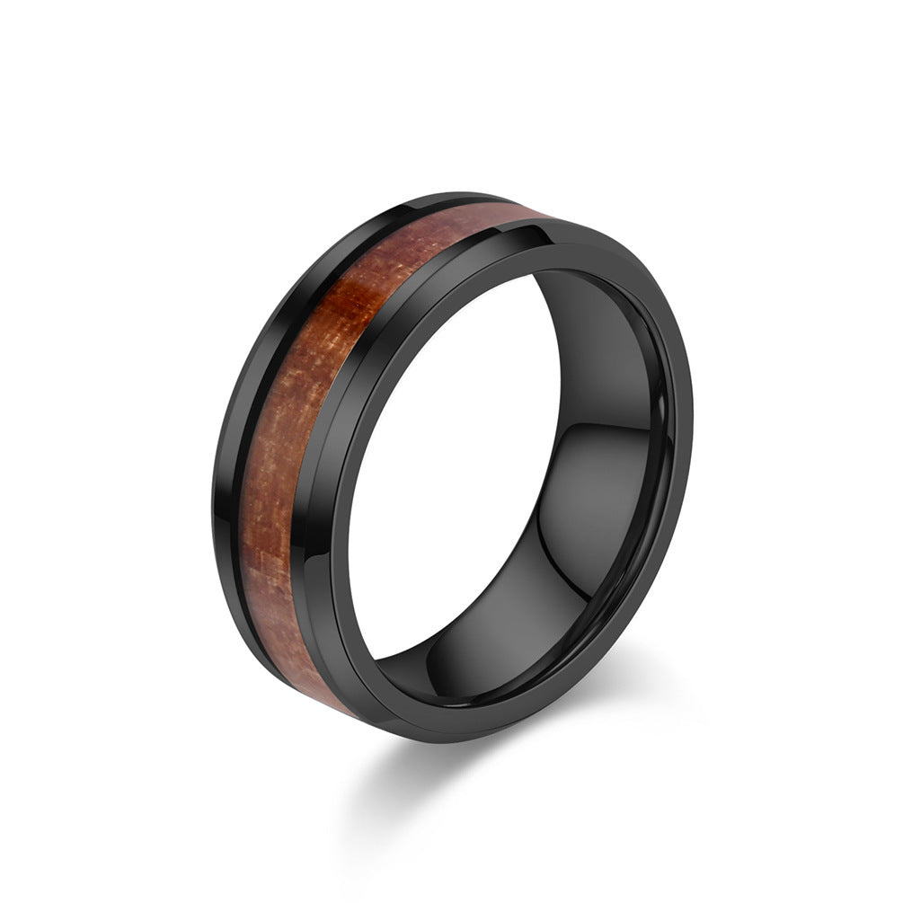 Premium Tungsten Ring With Parquet Wood Leather Finish For Couples By Planderful