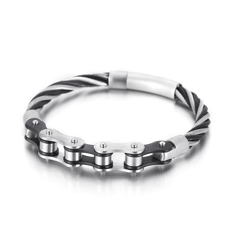 Personalized Stainless Steel Punk Bracelet with Locomotive Chain for Men and Women