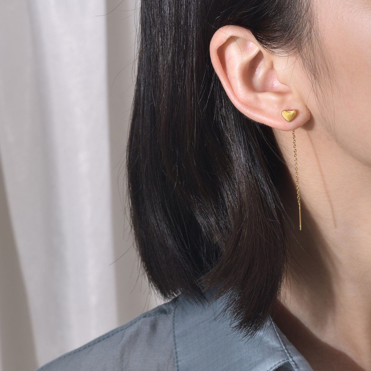 Love Earrings Stainless Steel Heart-Shaped Chain Earrings Set