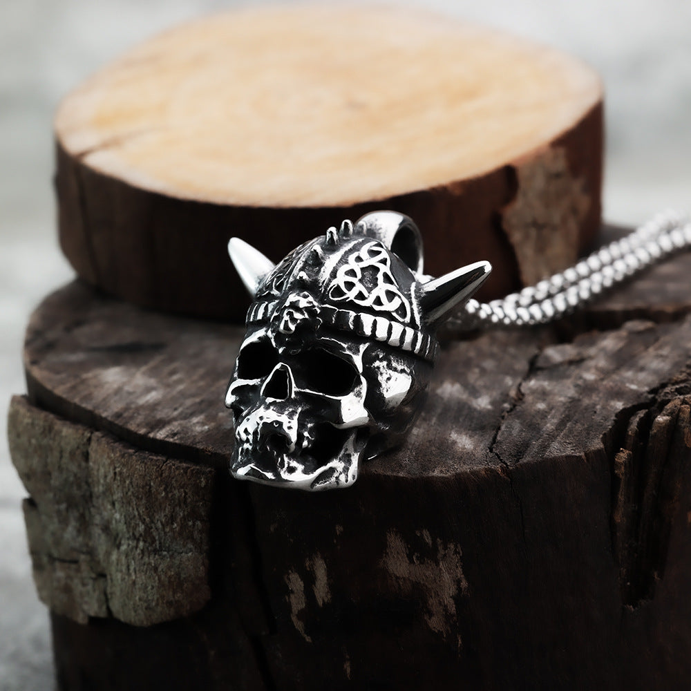 European And American Retro Punk Ghost Head Necklace For Men