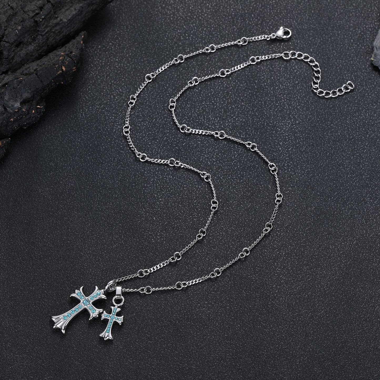 Planderful Jewelry Titanium Steel Necklace With Zircon