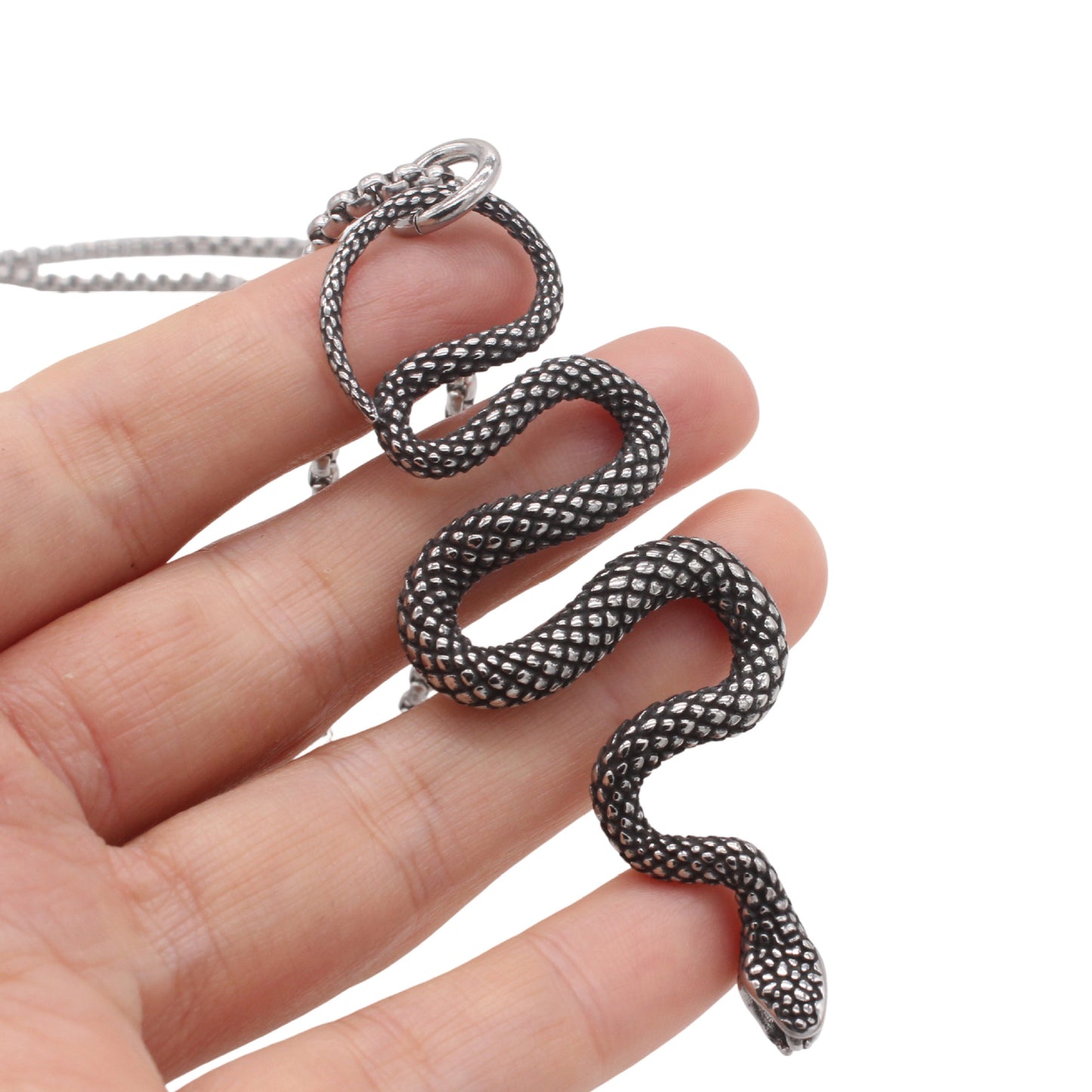 Planderful Jewelry Titanium Snake Pendant for Men