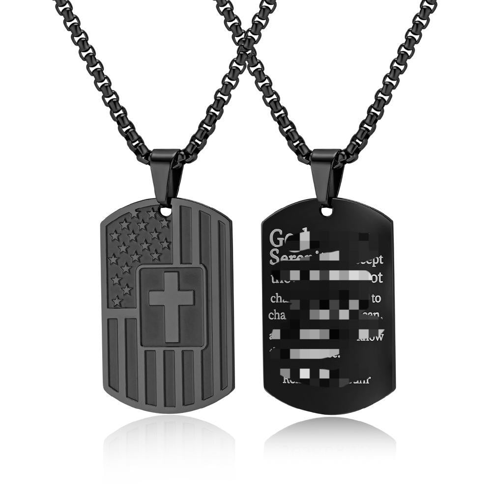 Cross & Flag Dog Tag Pendant — Two Styles