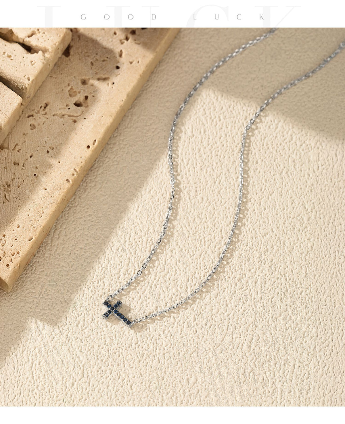 925 Sterling Silver Blue Cross Necklace