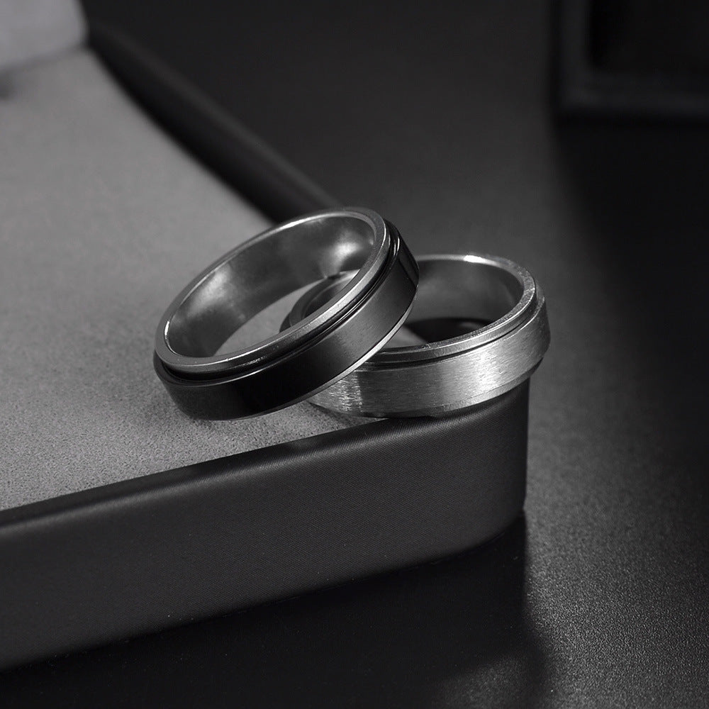 Rotating Decompression Stainless Steel Sand Ring - Men's Fashion Jewelry