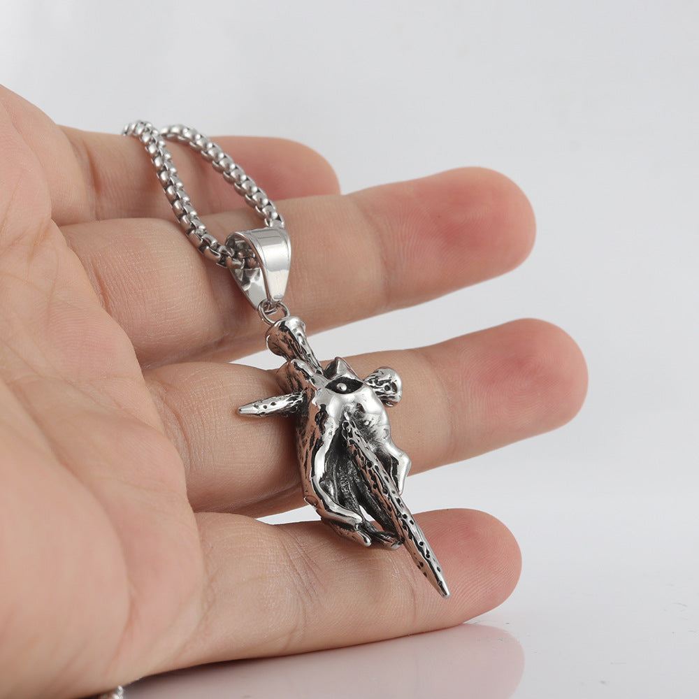 Trendy Titanium Steel Cross Pendant Necklace for Men and Women, Personalized Punk Style