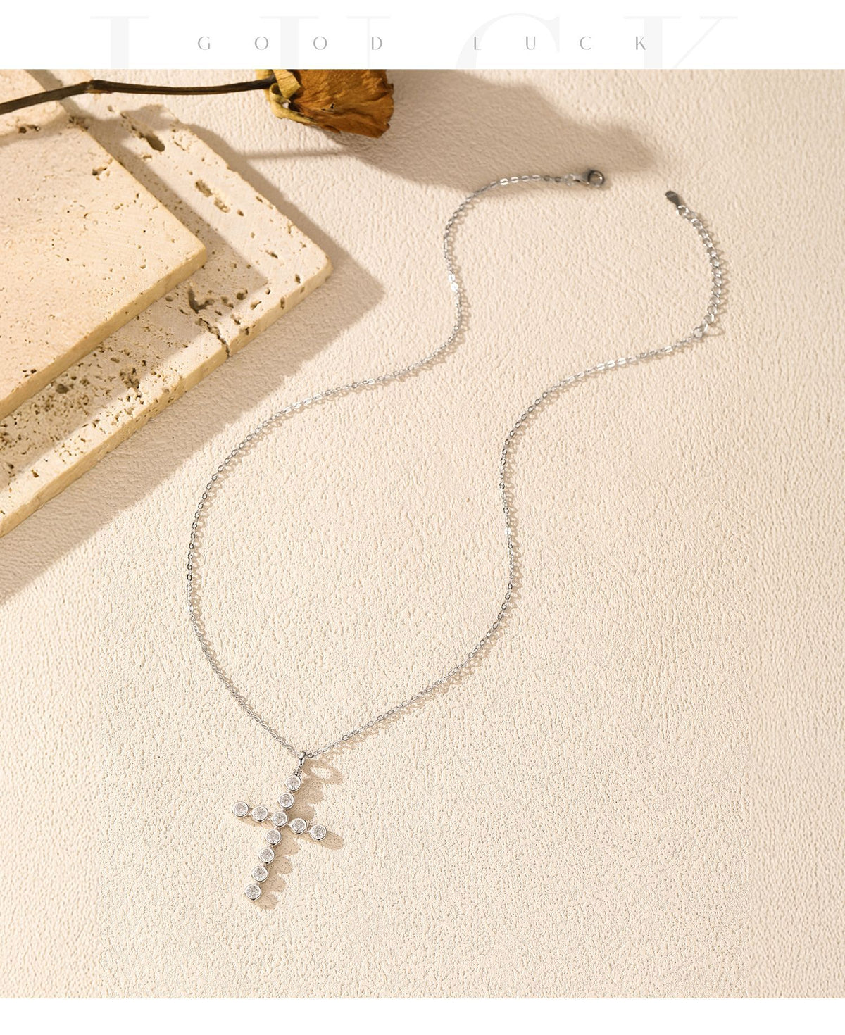 925 Sterling Silver VVS1 Cross Moissanite Necklace