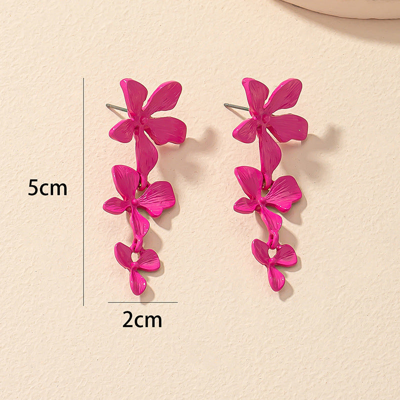 Exaggerated Irregular Flower Earrings with European Charm