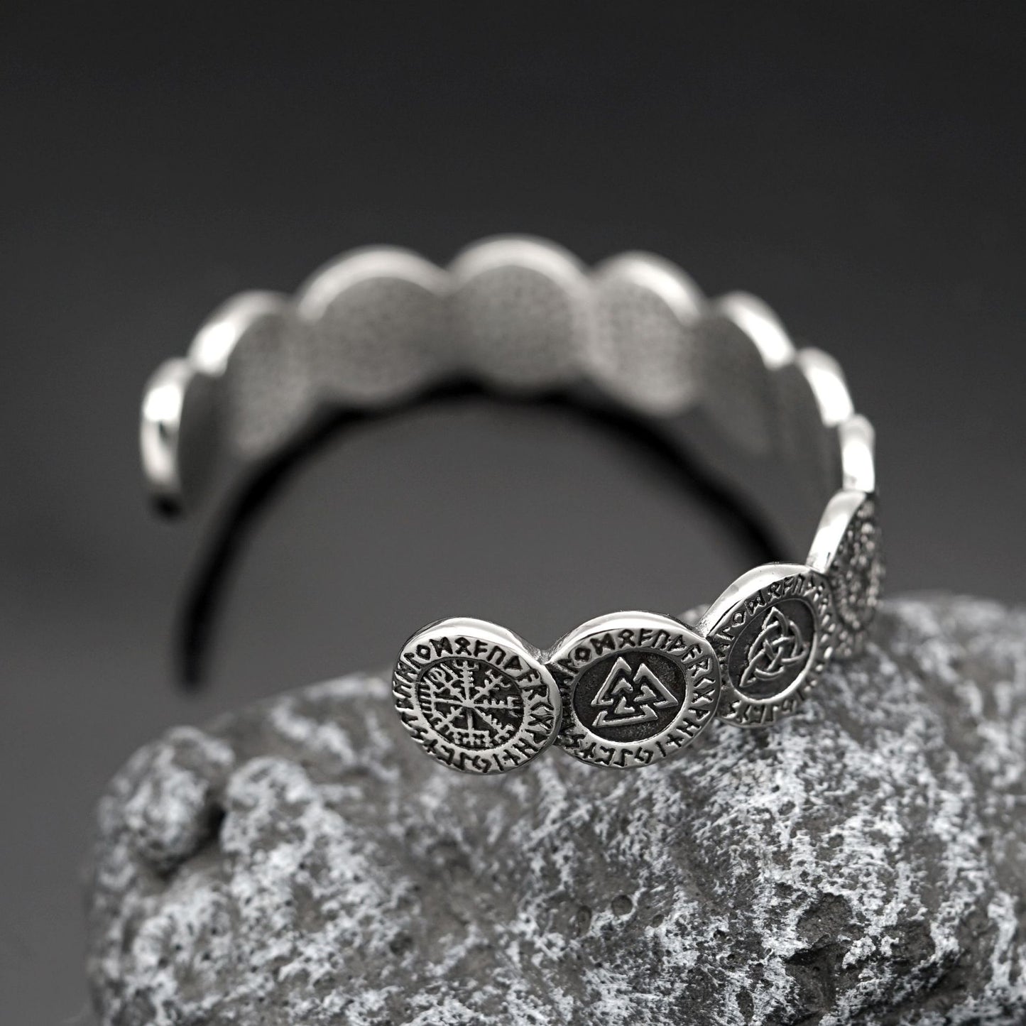 Planderful Odin Rune Viking Bracelet Unisex Titanium Steel Retro Opening Protection Symbol