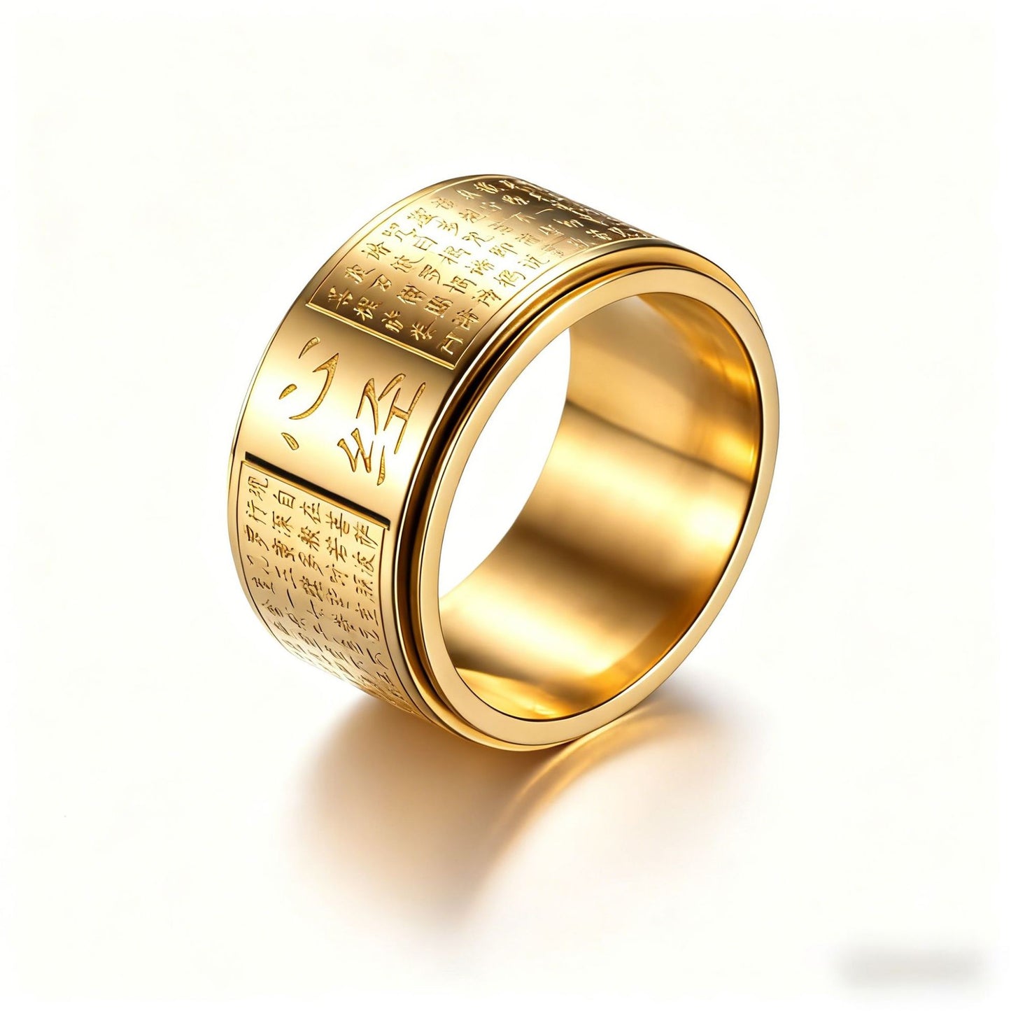 Planderful Heart Sutra Rotating Ring For Men Meditative Anxiety Relief Buddhist Jewelry For Self Cultivation