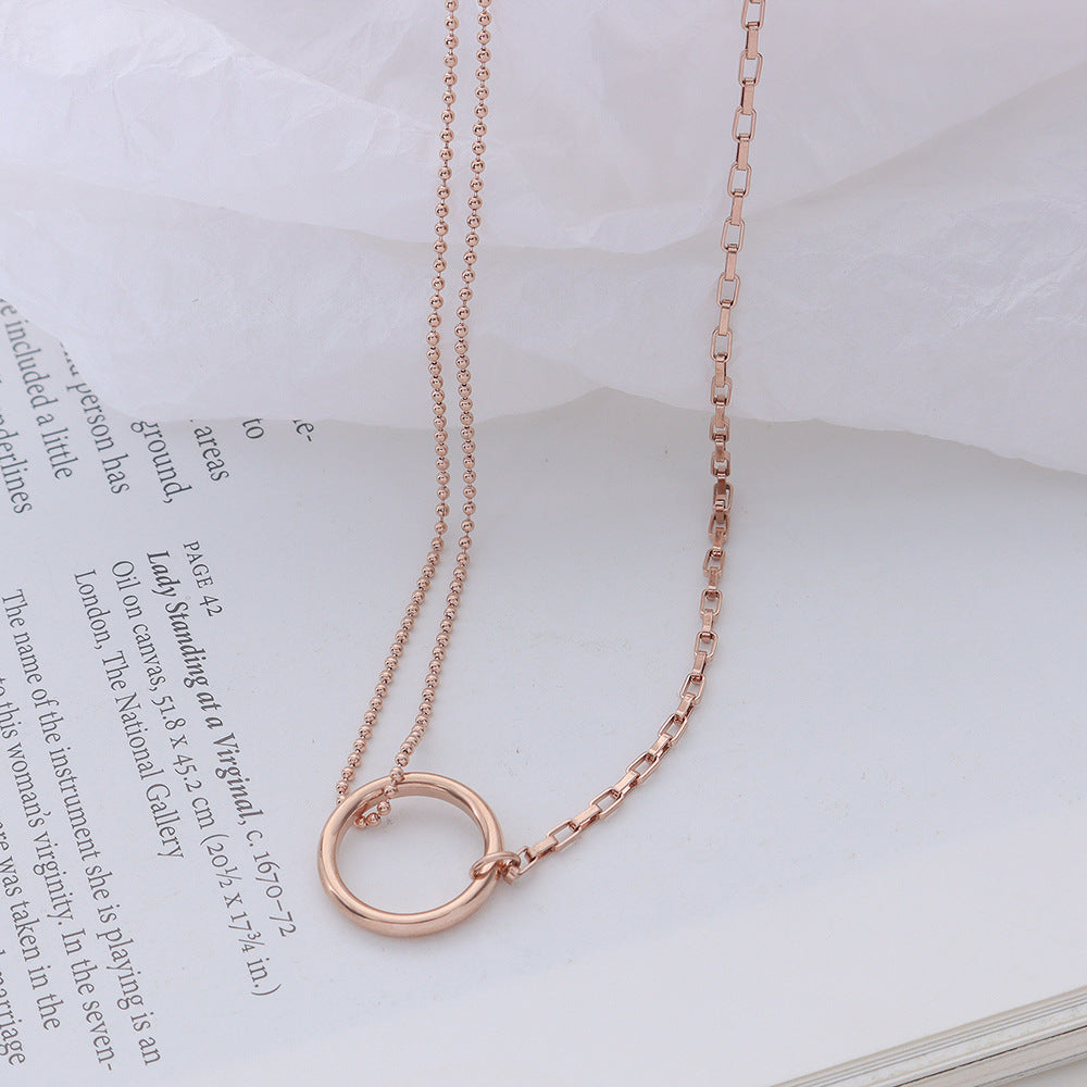 Sparkling Gold Circle Pendant Necklace for Women, European/ American Style