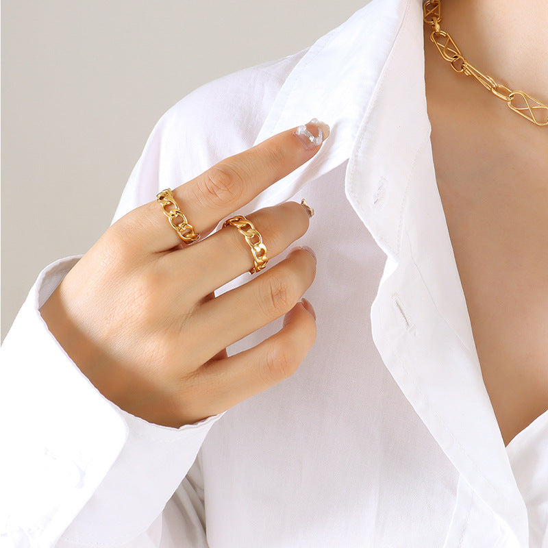 Cold Breeze Titanium Steel Unisex Fashion Ring with Geometric Design