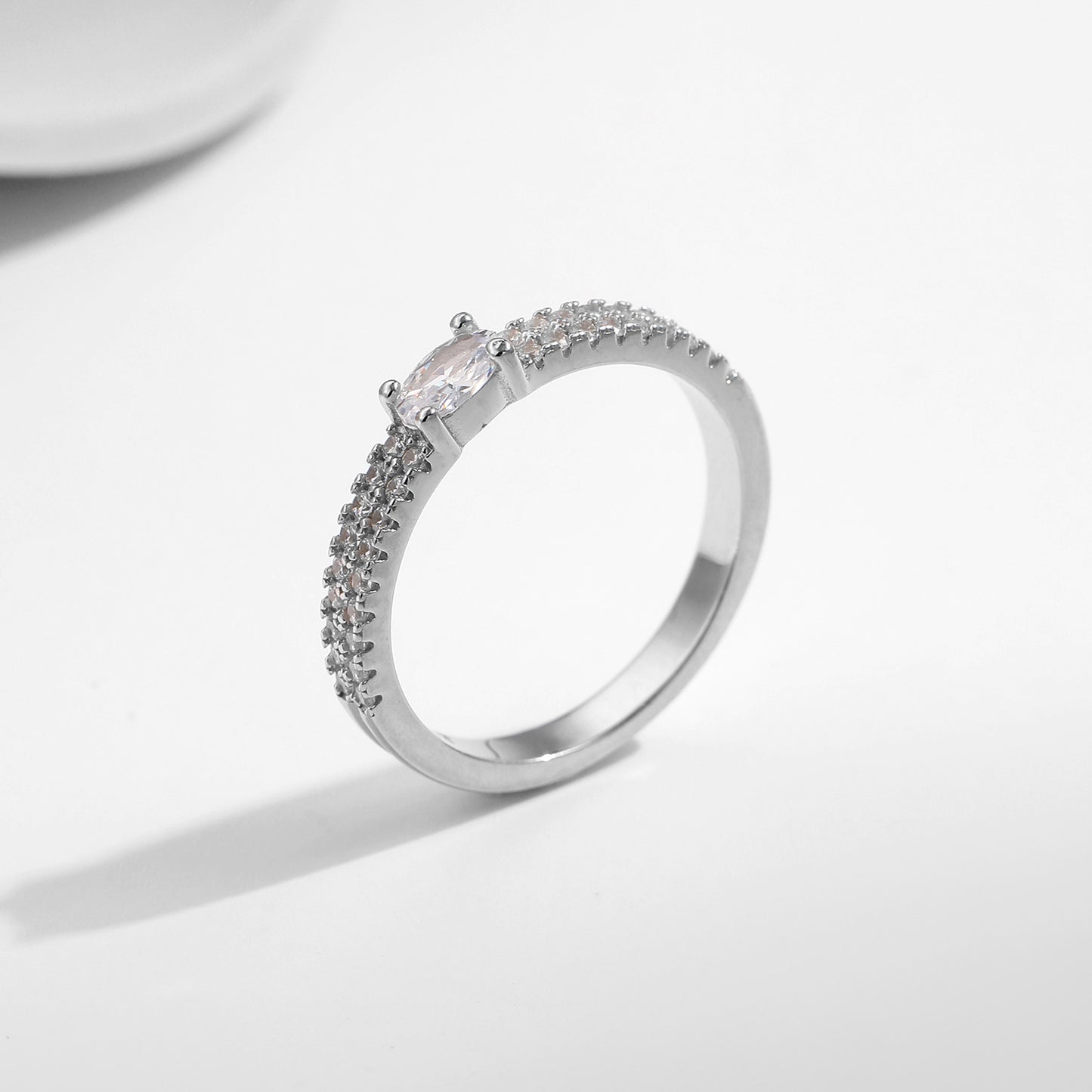 Stunning Sterling Silver Double-layer Zircon Ring for Sophisticated Women