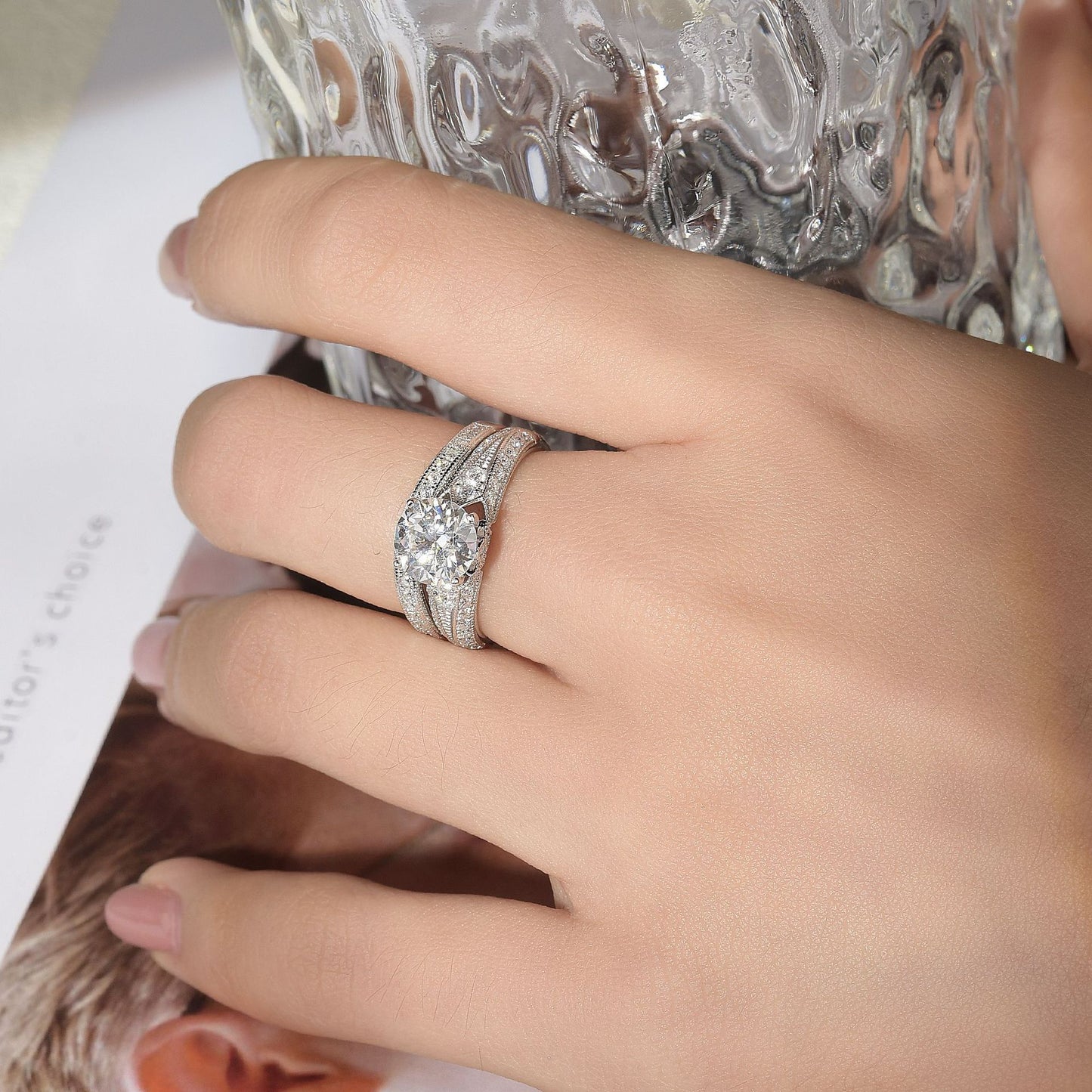 Independence Station New 7.5mm Round Moissanite Engagement Ring