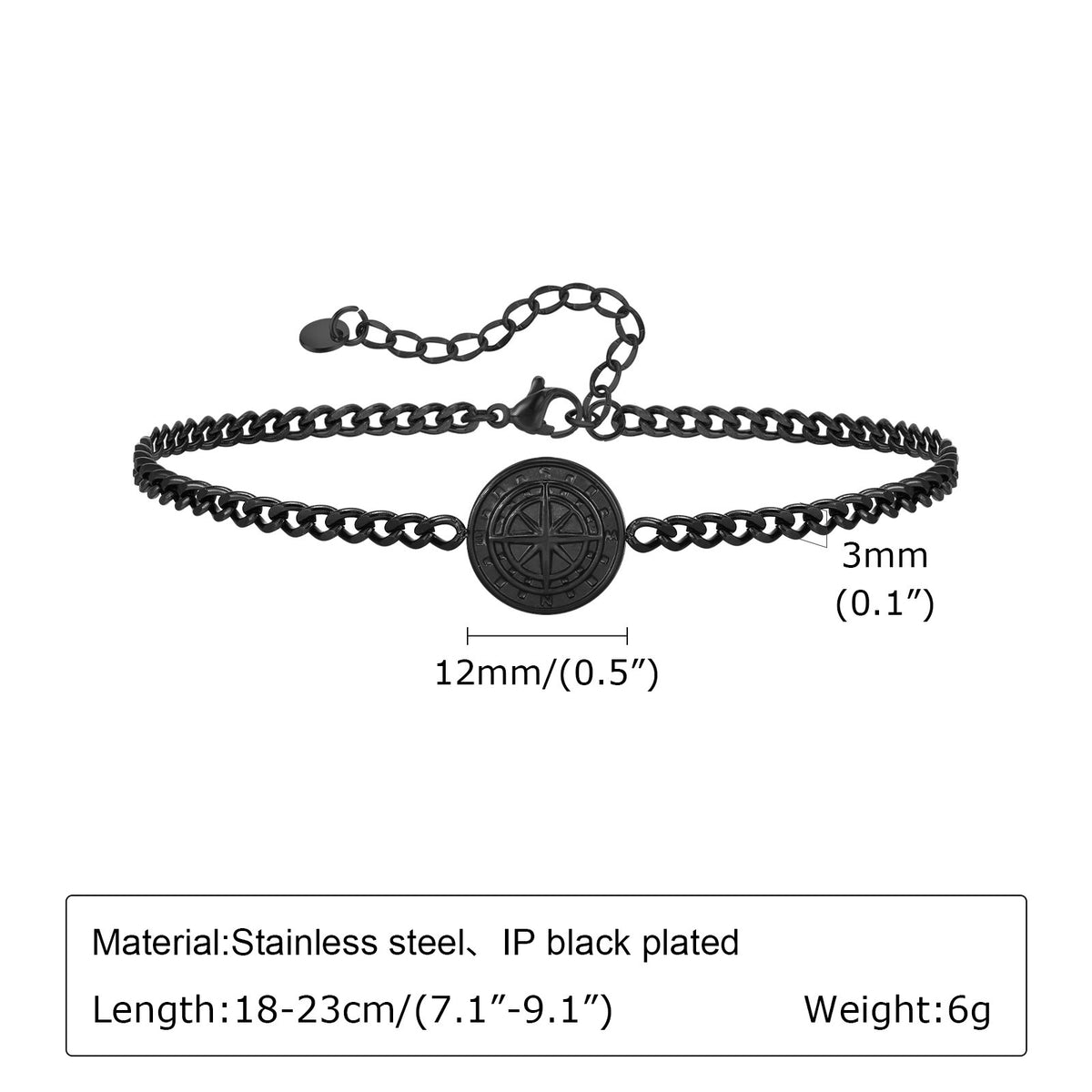 Men's Bracelet Stainless Steel Grinding Compass