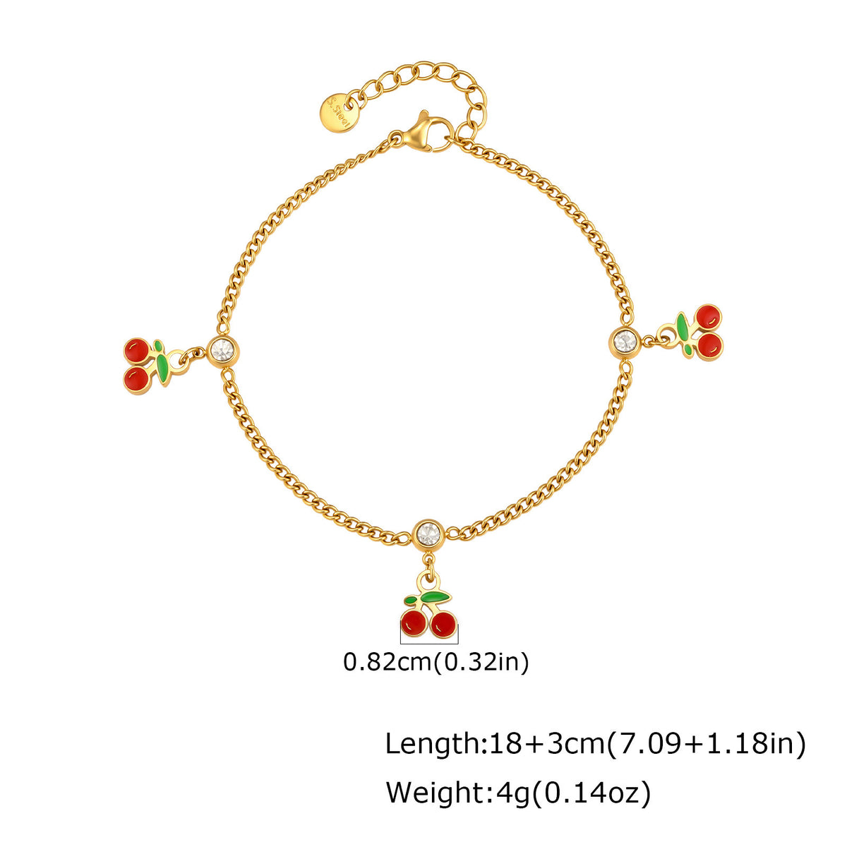 And Women Cherry Sweet Stainless Steel Bracelet