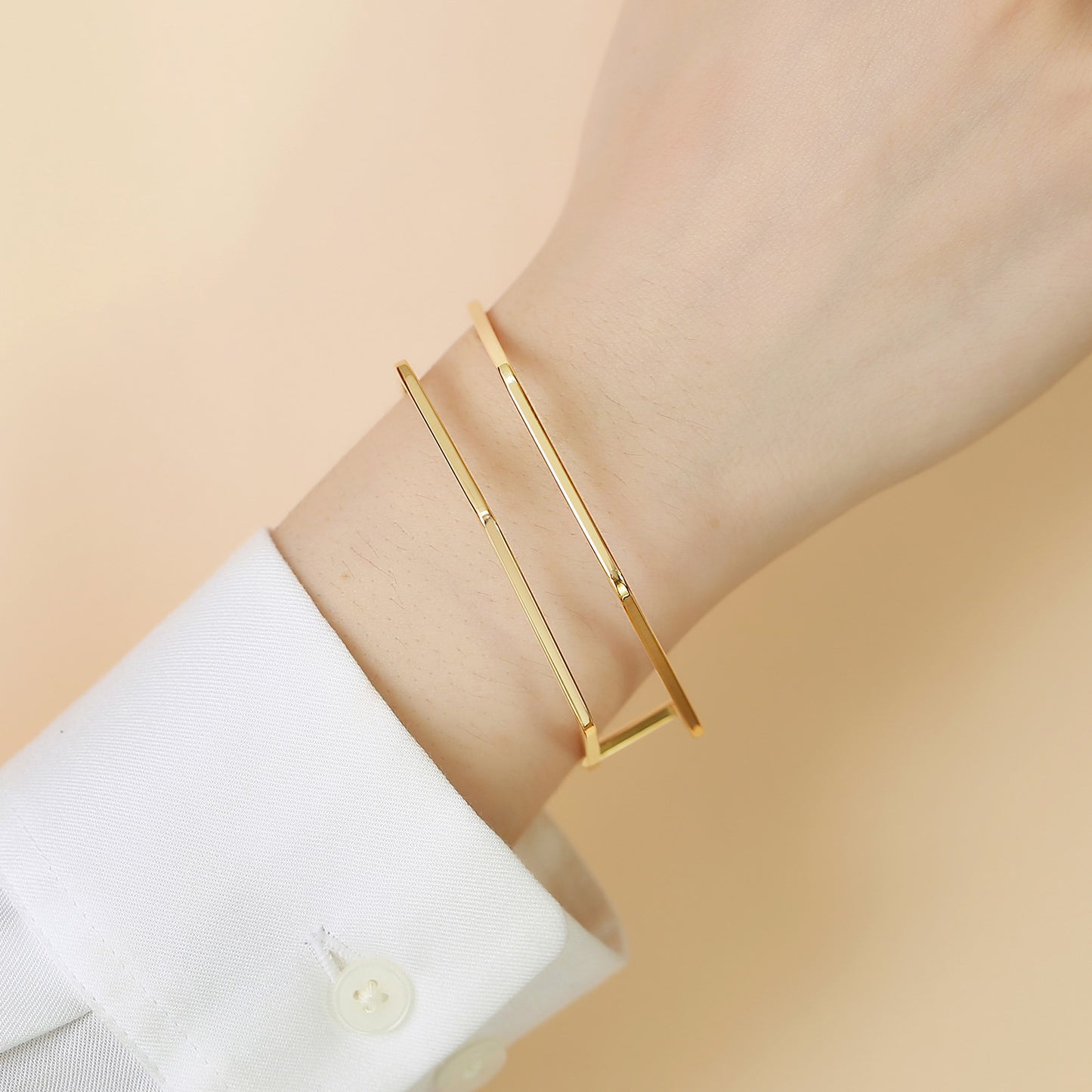 Stainless Steel C Shaped Open Bracelet Gold Women's Jewelry