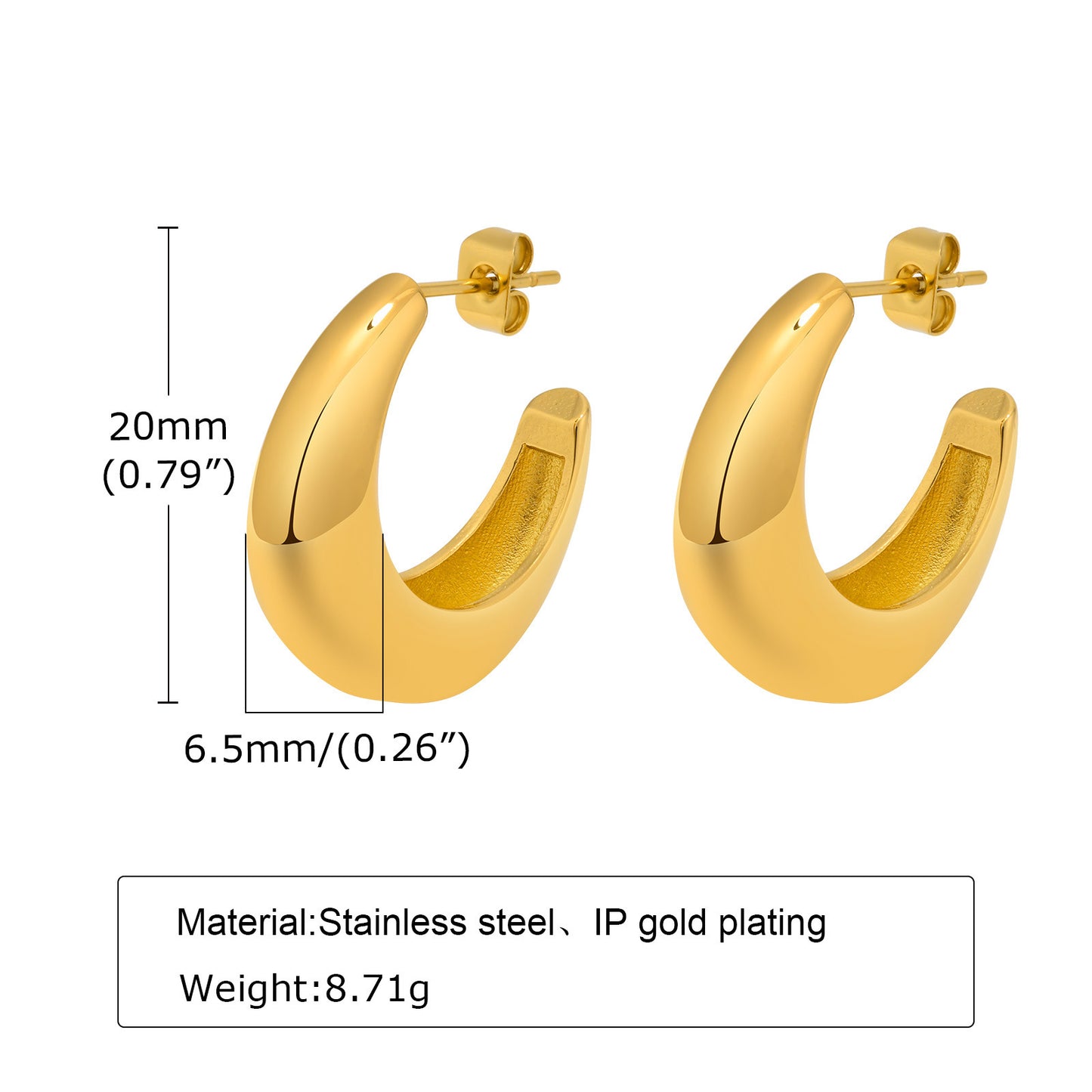 Simple Earrings C-Earrings Women's Stainless Steel Jewelry
