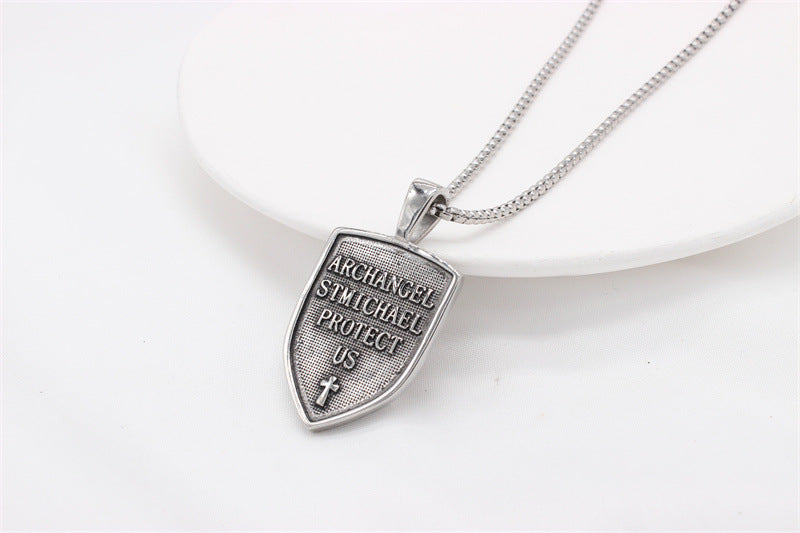 Greek God Of War Wings Shield Pendant Titanium Steel Unisex Necklace By Planderful For Him And Her