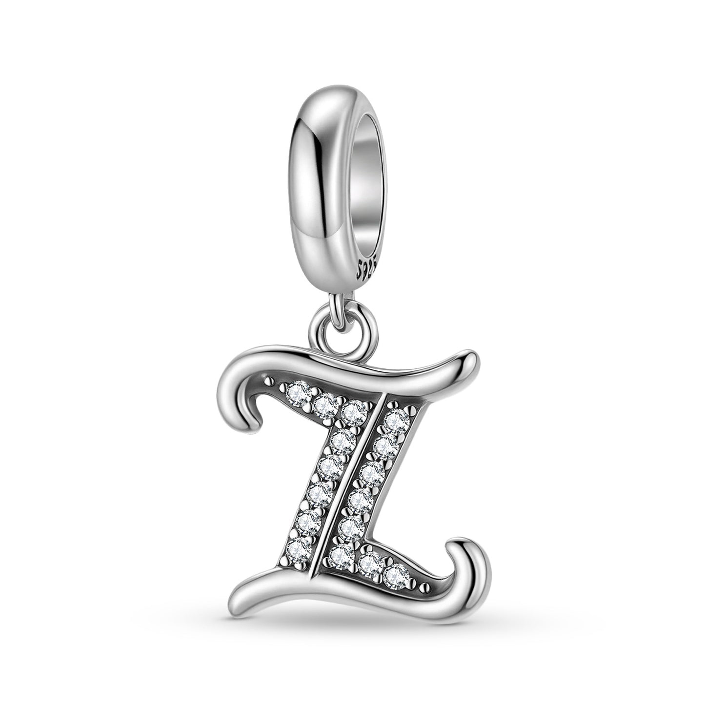 Planderful Jewelry 26 Letter Sterling Silver Pendant With Zircon Inlays Necklace