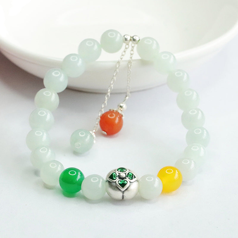 Jadeite Ruyi & Round Bead 8 mm Bracelet
