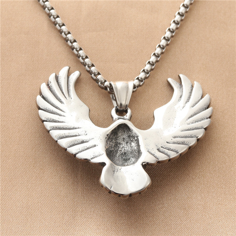 Personalized Titanium Steel Eagle Wings Necklace - Retro Punk Style for Men